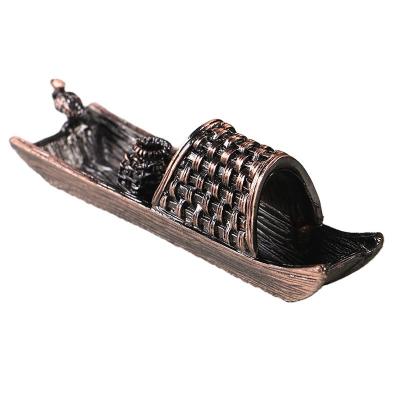 China Chinese Incense China Supplier Metal Vintage Alloy Fishing Boat Incense Stick Holder for sale