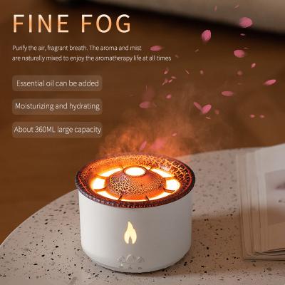 China Judge What's Best Comfortable Custom 360ml Led Night Light 3D Fire Flame Volcano Pattern Smart Air Aroma Diffuser for sale