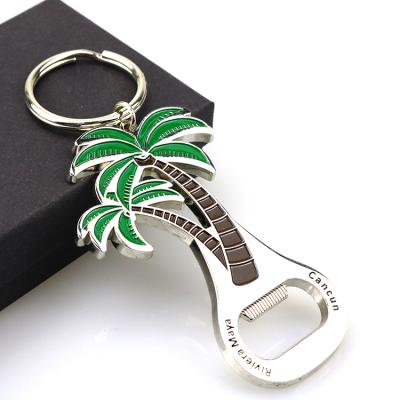 China Viable Wholesale Bulk Custom Logo Coconut Tree Keychains Keychains Opener Bottle Opener Bottle Chain for sale