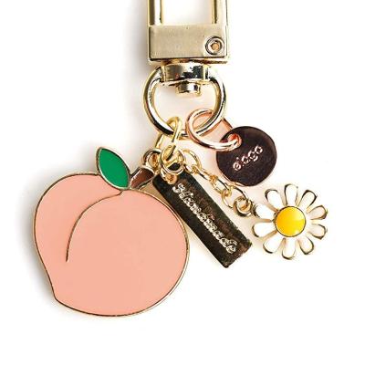 China Souvenir Gifts Promotion Pink Peach Metal Key Chain Watermelon Enamel Key Chain Keyring For Bag Accessories for sale