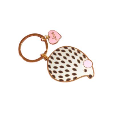 China Custom Gift Craft High End Hard Enamel Hedgehog Animal Shaped Metal Key Chain for sale