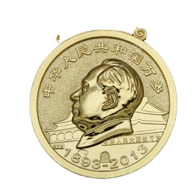 China Custom Europe Chairman Mao Big Logo Gold Plating Medal With Diamond for sale