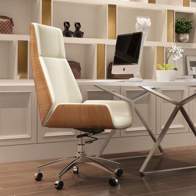 China (Height) Executive Office Adjustable Ergonomic Leather High Back Chair in White for sale