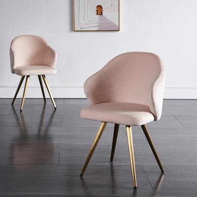 China Cooling Modern Pink Dining Chair Cloth Metal Leg Furniture Fabric Velvet Restaurant Dining Chair for sale