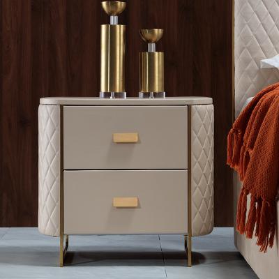 China (Other) adjustable nightstand for bedroom with gold legs two drawers Nightstand for sale