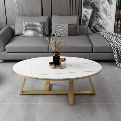 China Other Design Living Room Steel Furniture Set Nordic Gold Metal Marble Coffee Table for sale