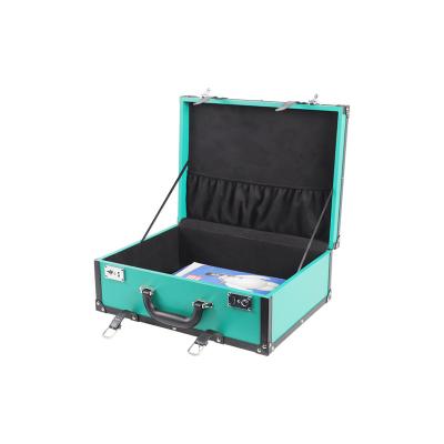 China 2021 Durable Cuboid Suitcase For Travel PU Leather Green Storage Box for sale