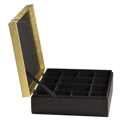 China Modern Custom Wholesale Household Storage Tea Crate Packing Indoor Organizer Black Viable for sale