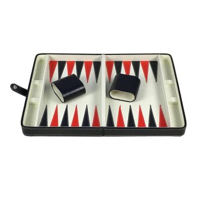 China Cheap Wholesale Handmade Leather Wooden PU Chess Backgammon Boards Custom Set for sale