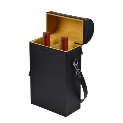 China Handmade Luxury Leather Wine Bottle Case PU Leather Wine Packaging Boxes for sale