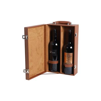 China China Custom Logo 2 Bottles Packing Wine Box PU Leather Wine Gift Box for sale