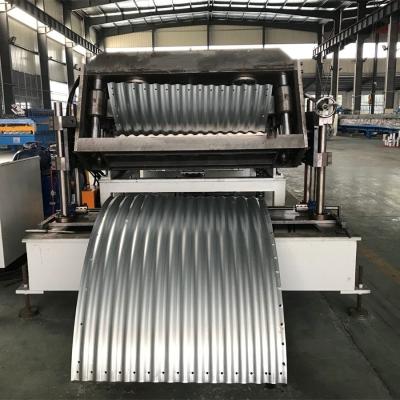 China 4mm Corrugated Steel Drain Culvert Silo Roll Forming Machine with 15T Hydraulic Decoiler for sale