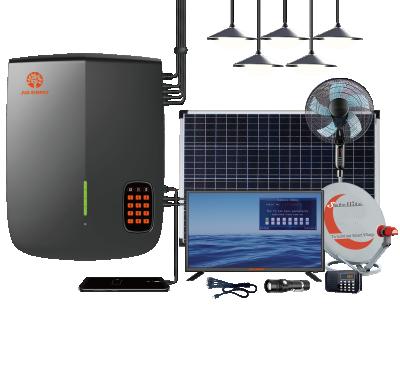 China Home Solar Generator 80W PAYG Solar TV Pay As You Go Solar Lights Kit With 24 Inch DC Solar TV for sale