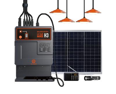 China 20W PAYG Solar Panel Light System Home Pay As You Go Solar Home System with 4 LED Lamps and FM Radios for sale