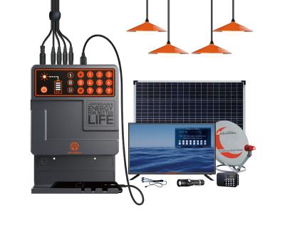 China PAYG PAYGO Home Prepaid Solar Power Lighting Kit Pay As You Go Solar Power Home Kit With LED Lamps TV Phone Charger for sale