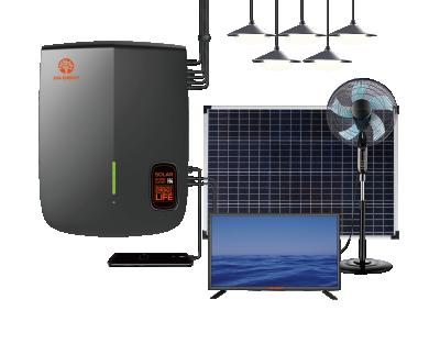 China 24 Inch Home Solar Powered TV Lighting Global Portable Solar Power System Solar Panel Home Lighting System For Africa Rural Power for sale