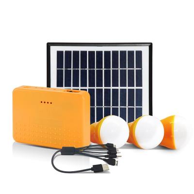 China Hot Selling Mini Solar Home Lighting Kit Affordable Portable Solar Home Energy System Home Power System with 3 Lights and Cell Phone Fillers for sale