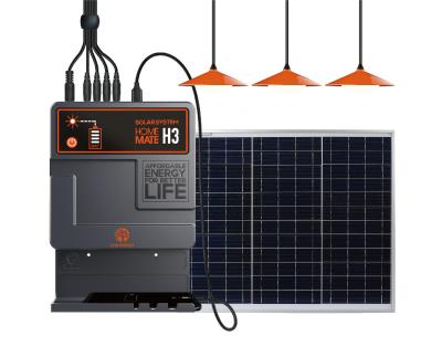 China JUA DC12V Home Solar Power Home Lighting System Fan Rechargeable Solar Power System with 3 LED Lights for Africa for sale