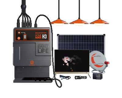 China 2020 OEM Portable Solar Power System DC 12V 19 Inch Solar Powered TV Home Home House With 3 Lights for sale