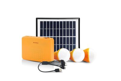 China Mini Portable Solar Home Lighting Home System with 3 Lights and Cell Phone Charging for sale