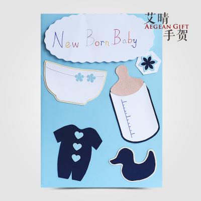 China Wholesale Aegean Baby Shower Decoration Europe Gift Custom Newborn Baby Milestone Announcement Cards for sale