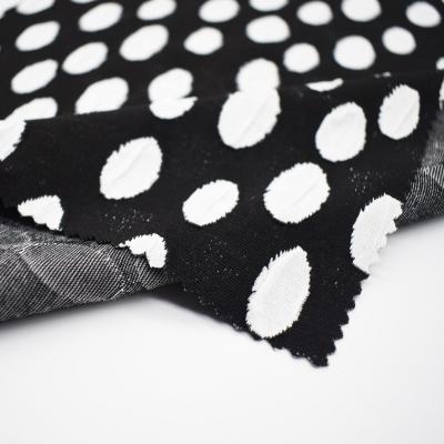 China Stretch Polyester Nylon Spandex Fabric For Swimwear Bikini Textured White Polka Dot Jacquard for sale