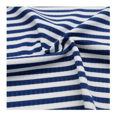 China 2020 Stretch Stripe Top Fabric 90%Nylon 10%Spandex Knitted Rib Fabric Jacquard For Swimwear Bikini for sale