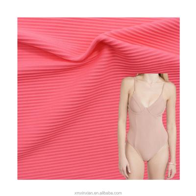 China Custom stretch stock rib knit fabric stretch twill fabric for swimwear bikini polyester spandex for sale