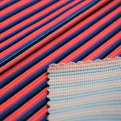 China Stretch top knit stripe fabric jacquard stretched ply color yarn fabric for swimwear bikini for sale