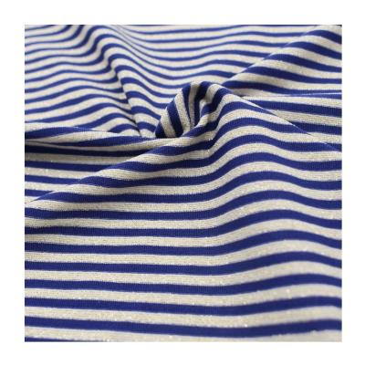 China Shrink-Resistant 4 Way Stretch Knitted Yarn Dyed Stripe Lurex Metallic Swimwear Fabric Bikini Dress for sale