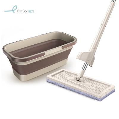 China Sustainable Cleaning Mop And Wash Bucket Set Flat Squeeze Mop Bucket For Floor Cleaning for sale