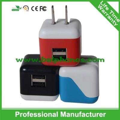 China high quality 5V 2.1A dual usb mobile phone travel charger,home charger,wall charger for sale