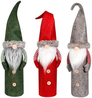 China Christmas Decorations Christmas Decorations Gift Christmas Wine Bottle Cover Felt Santa Claus Bottle Bags Wine Bottle Toppers for sale