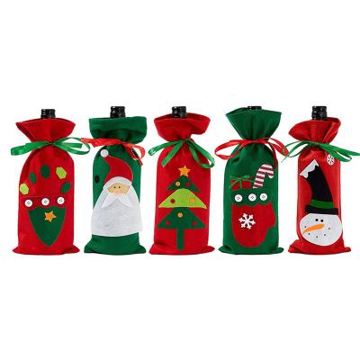 China Christmas Decoration Christmas Decoration Felt Wine Champagne Bottle Covers Tote Bag Christmas Bottle Wine Bags for sale