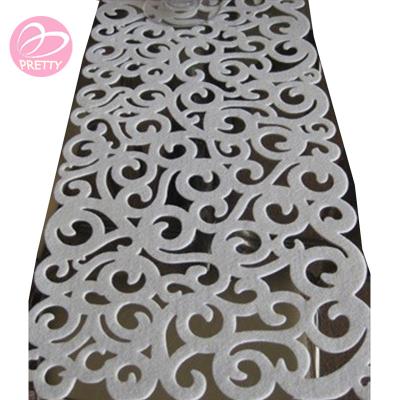 China Factory Price Sustainable Laser Cut Felt Silver Table Runner for sale