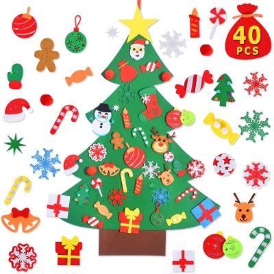 China 40PCS Christmas Hanging Decoration Ornaments Wall Hanging Christmas Tree Home Decoration Kids DIY Felt Christmas Tree for sale