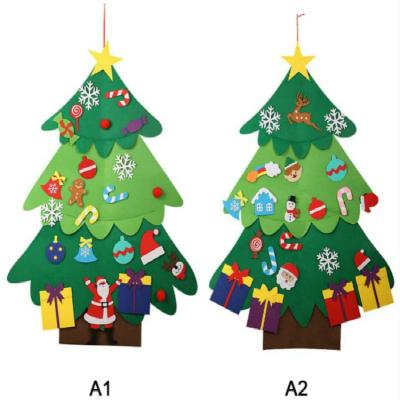 China DIY Christmas Hanging Decoration Felt Christmas Tree Wall or Window Hanging Ornaments Detachable with Cocking Rope for Toddlers Kids Christmas Gifts for sale