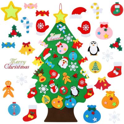 China Wholesale Customized Felt Christmas Tree DIY Felt Christmas Tree For Kids Felt Christmas Tree With Ornament Christmas Gifts For Wall Christmas Decorations for sale