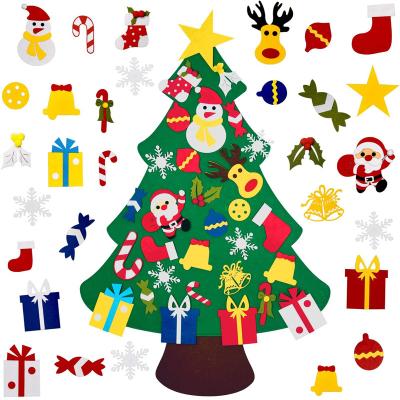 China Wholesale Customized Christmas Tree DIY Felt Christmas Tree Felt With Hanging Ornaments Party Christmas Tree Decoration Felt Set for sale