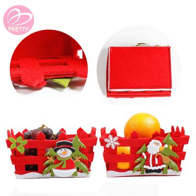 China New Santa Snowman Felt Christmas Basket Unique Handmade Christmas Decoration for sale