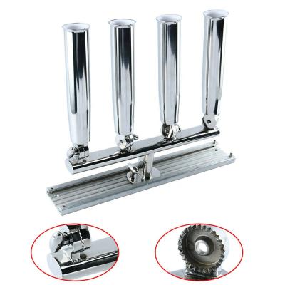 China Boat Tackle Fitting Isure Stainless Steel 4 Tube Adjustable Fishing Rod Holder W Track Mount Kit For Trolling Fishing for sale