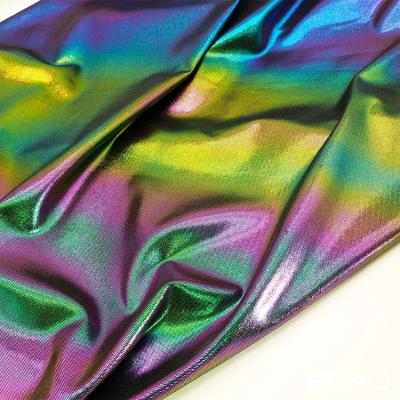 China Breathable Custom Colorful Rainbow Foil Custom Outdoor Running Yoga Elastic Fabric Suit Fabric for sale