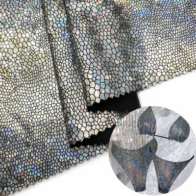 China Wicking the latest best-selling polyamide 40d spandex shiny colorful snake pattern foil swimsuit dance dress fabric for sale