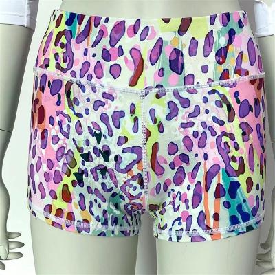 China QUICK DRY cotton polyester feel digital printing hot leopard print color fitness training outdoor running hip shorts elastic fabric for sale