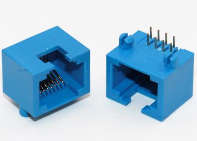 China 8 Positions RJ45 Connector Right Angle Blue Color For Networking / Telecom Equipment for sale