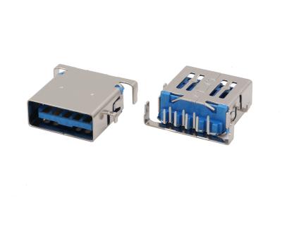 China USB 3.0 Type A Connector Female Thru - Hole Height Over PCB 2.55mm for sale