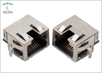 China Offset / PIP PCB RJ45 Jack 90 Degree , PCB Modular Jack With EMI Gasket for sale