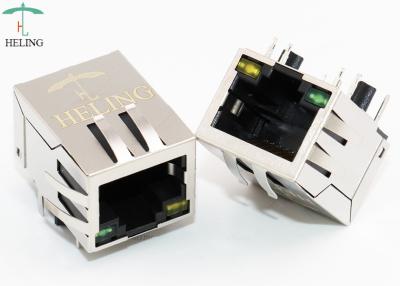 China Right Angle Integrated Connector Modules 8P8C Single Port With GRN / YEL LED for sale