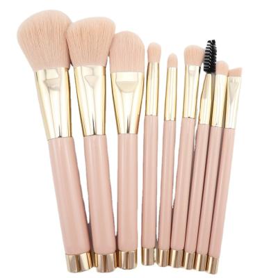 China Angular Blush Custom Logo Makeup Brush Set Girl 9pcs Hair OEM Exquisite Synthetic Face Style Beauty Cosmetic Tools for sale