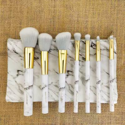 China Angular Blush Cosmetic Makeup Brush Set Exquisite Girl Marble Series 7 Pcs Bag OEM Leather Hair Tools Synthetic Hair Beauty Care Makeup Tools for sale